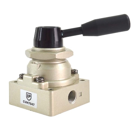 Interstate Pneumatics 3 Positions 4 Ways Hand Lever / Rotary Pneumatic Valve - 1/4 Inch NPT CVH7047